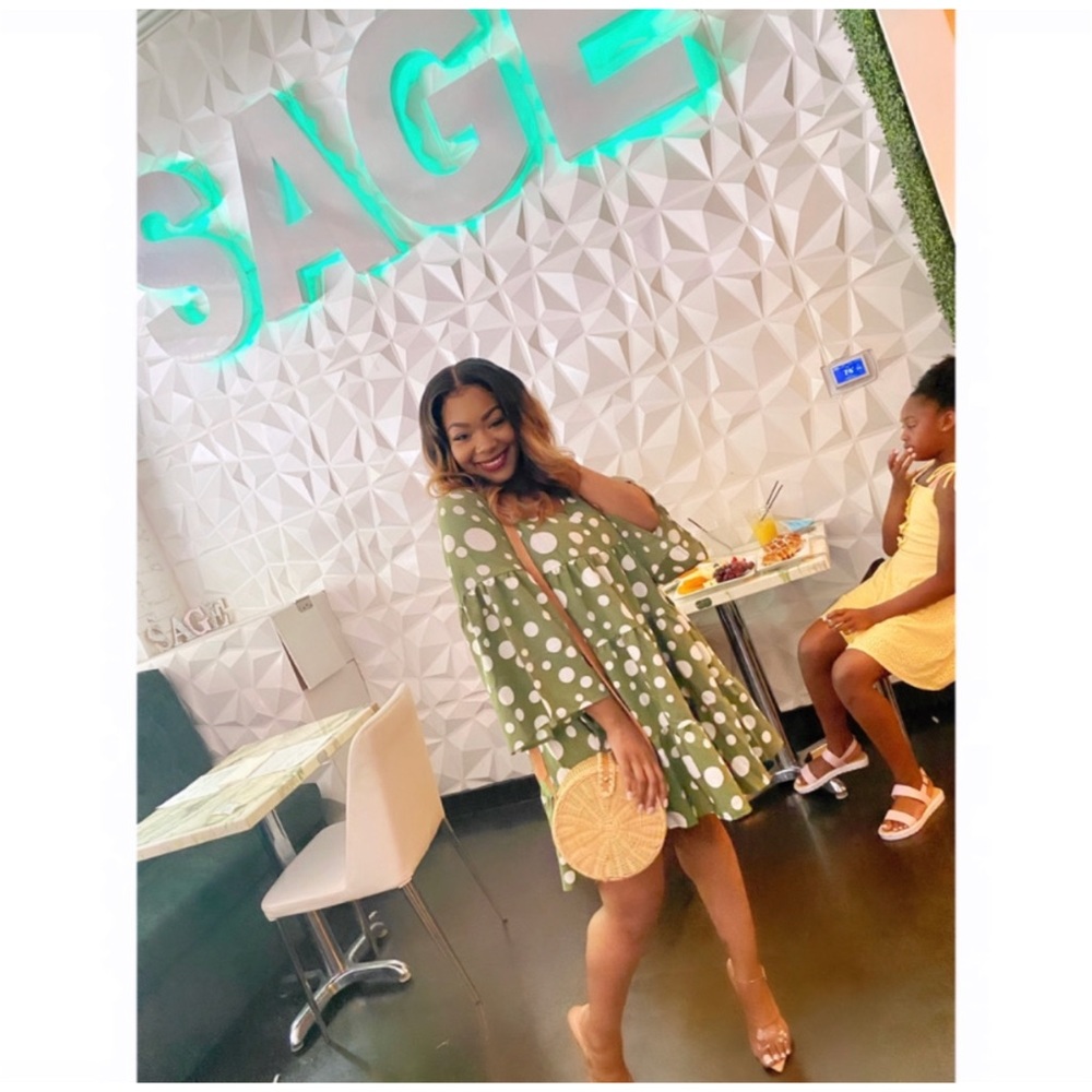 Green And White Polka Dot Dress